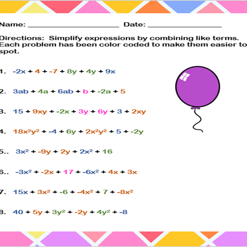 Algebra Fun Example Fun Algebra Bundle- Review Hands -On Learning Packet - Classful