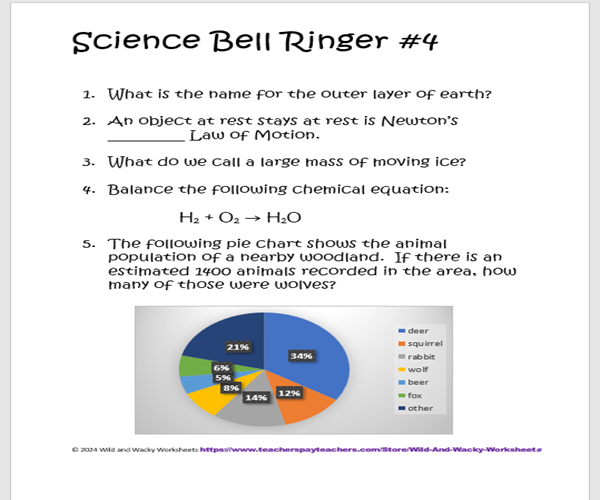 Science Graph Bell Ringer GED Science Bell Ringers - Classful