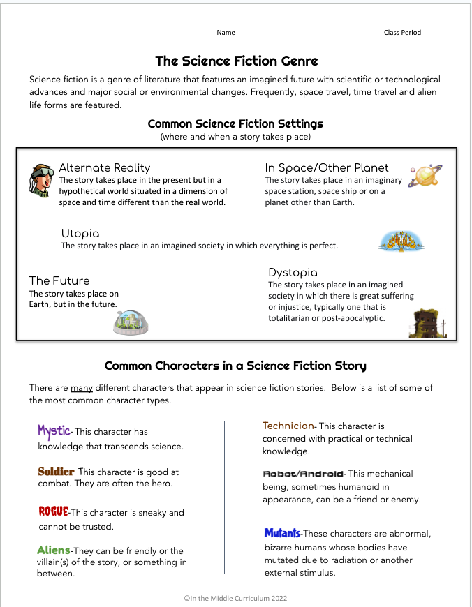 Science Fiction Genre Study for Middle School - Classful