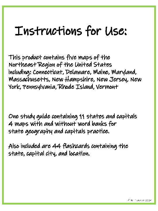Northeast Region States and Capitals Maps, Study Guide, and Flashcards ...