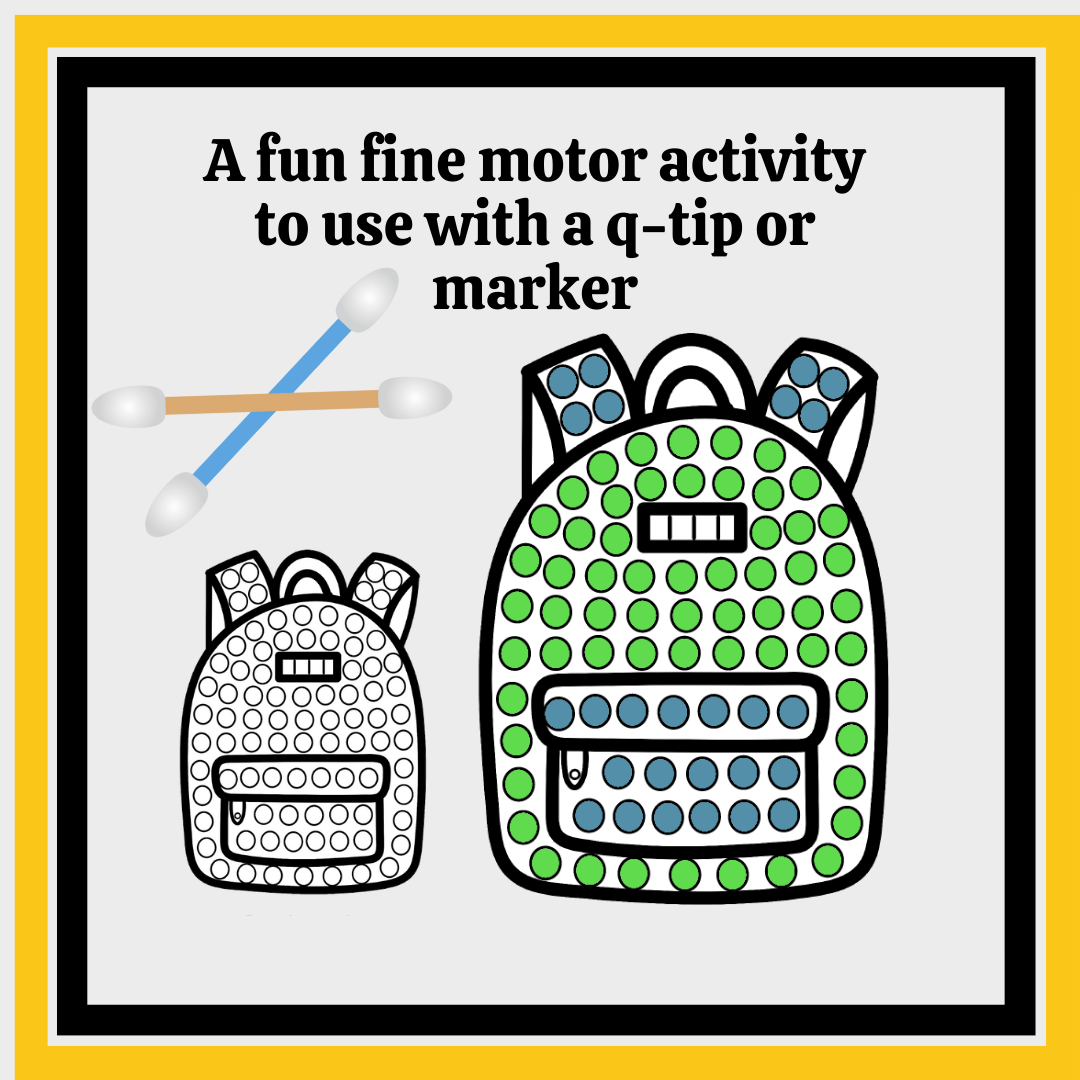 Fine Motor Dot Q-Tip Painting | Back to School Theme - Classful