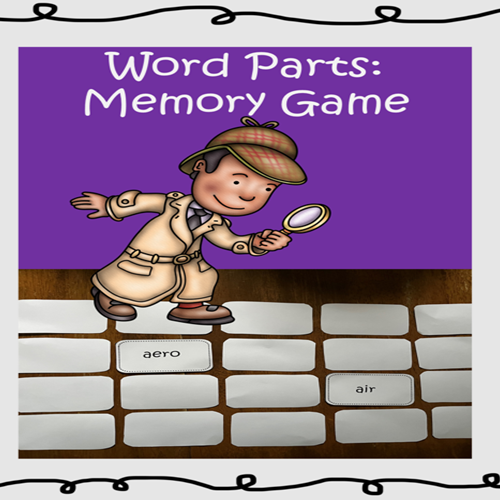 Word Memory Rack Word Parts- Memory Game - Classful