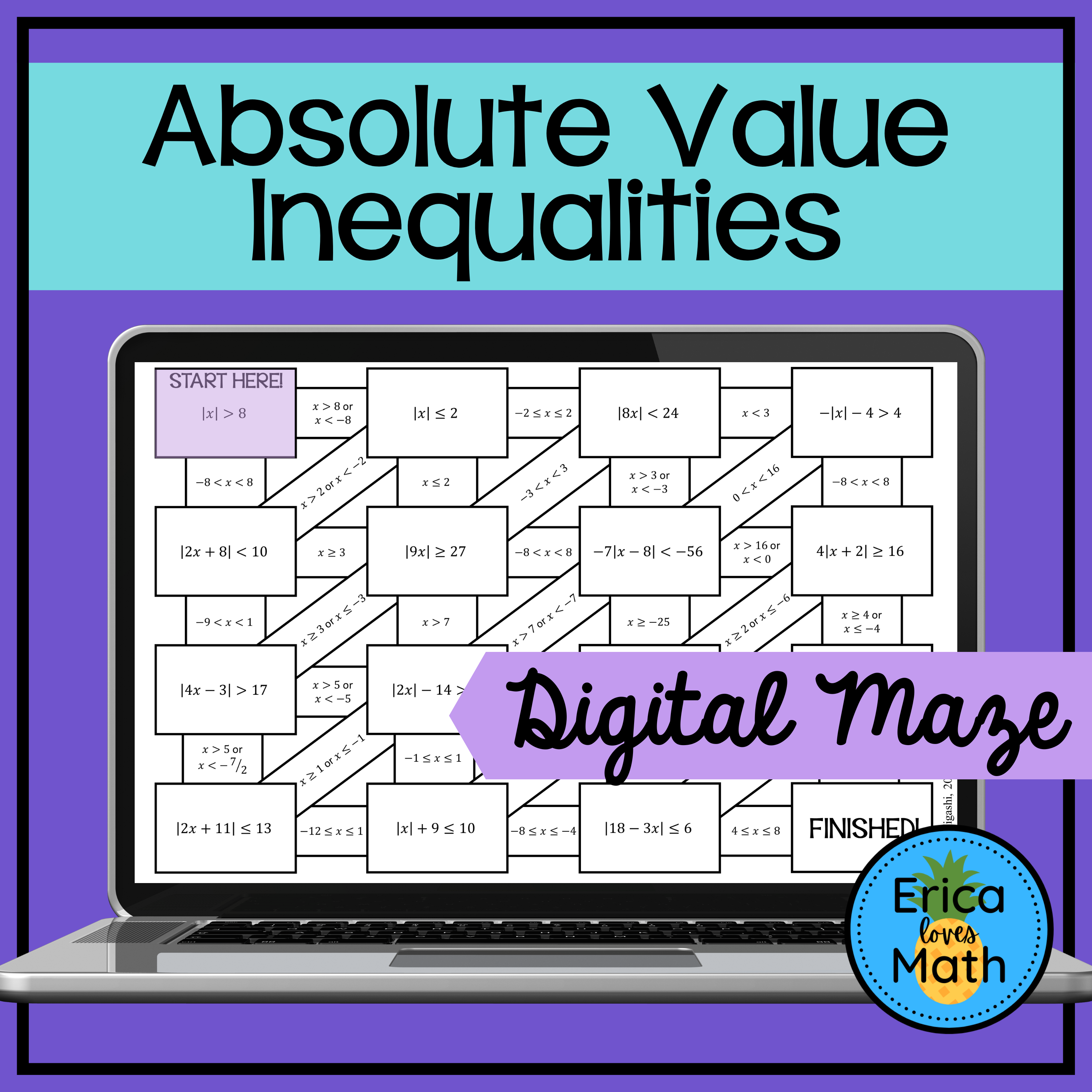 Solving Absolute Value Inequalities Digital Maze Activity - Classful