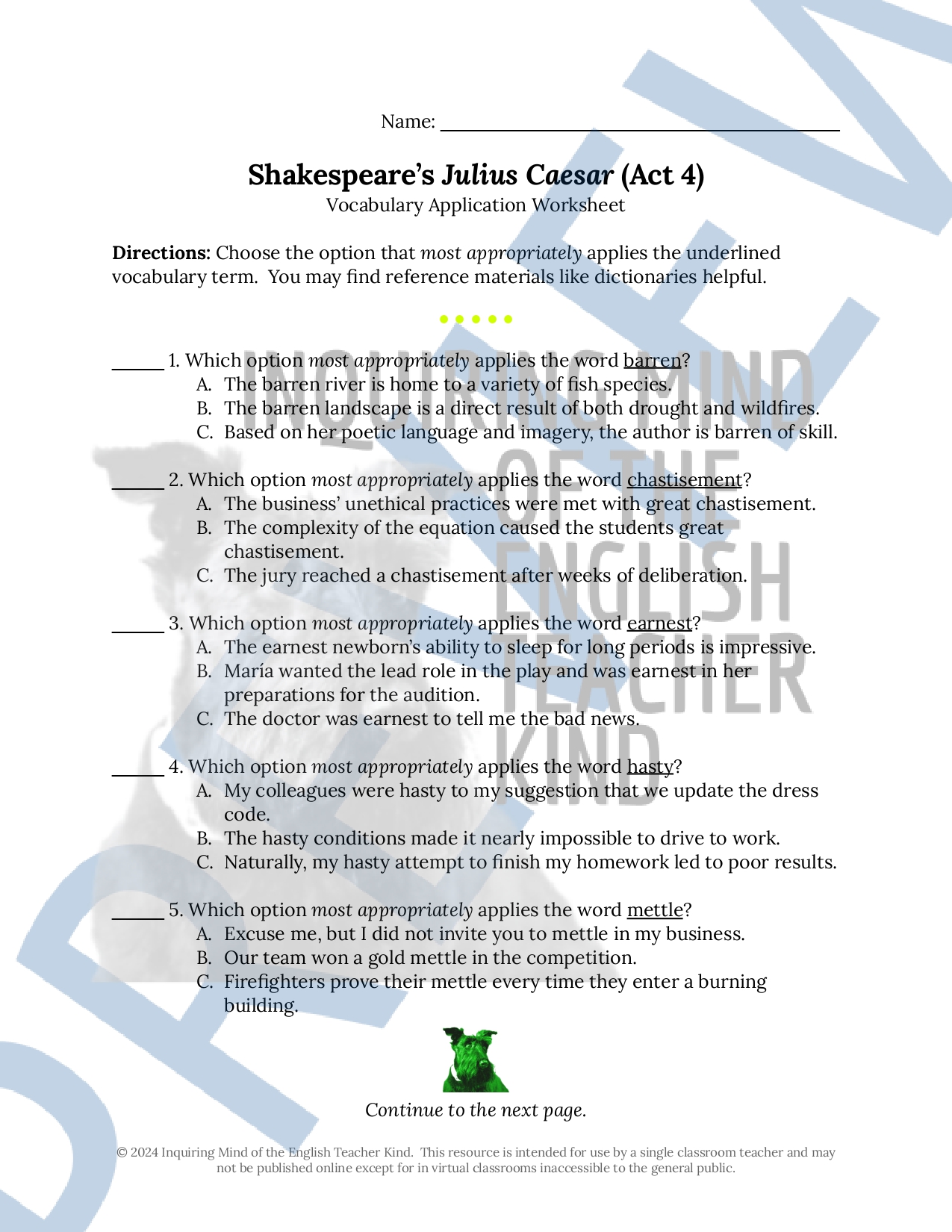 Shakespeare’s Julius Caesar Act 4 Vocabulary Games for High School