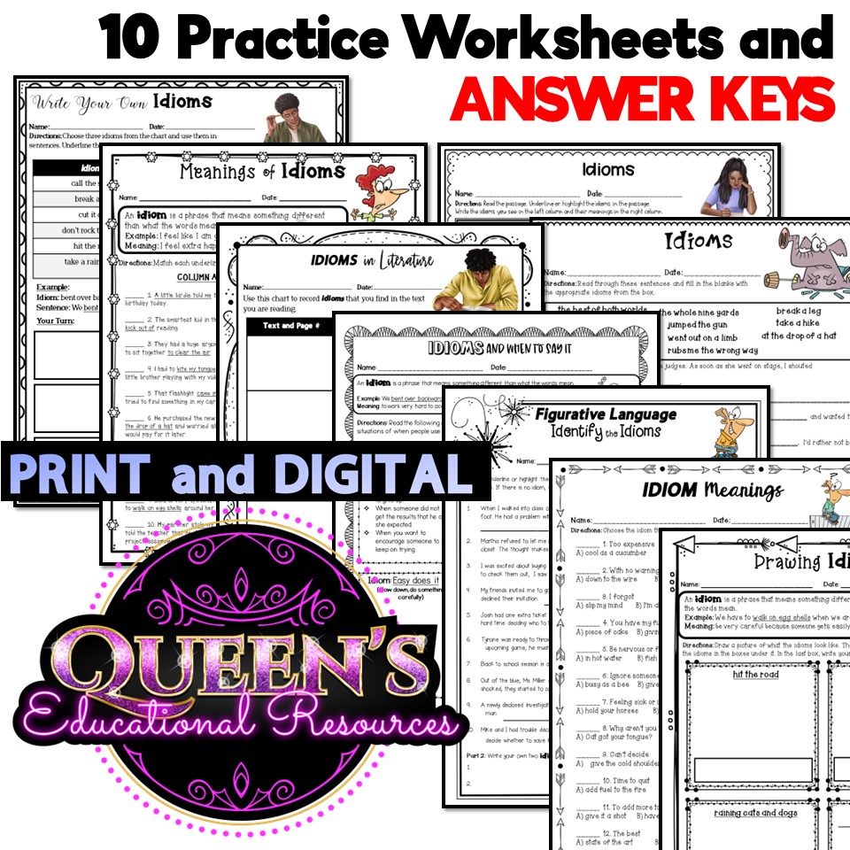 Idiom Activities | Idiom Worksheets | Figurative Language | Idioms -  Classful, image size:960x960