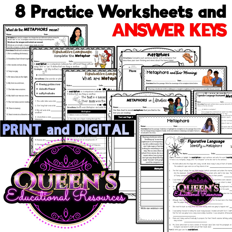 Metaphors Activities | Metaphors Worksheets | Figurative Language 