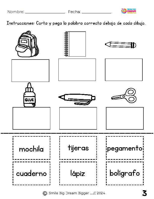 Prek-1ST Grade Bilingual English/Spanish School Supply