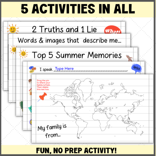 ESL Back to School All About Me Digital Activity for Newcomers and ...