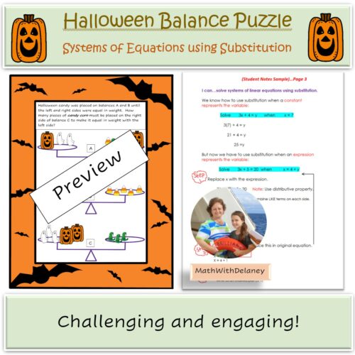 Systems of Equations Halloween ~ October Balance Puzzle's featured image