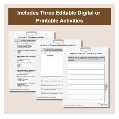 Articles of Confederation Digital Lesson and Activities - U.S ...