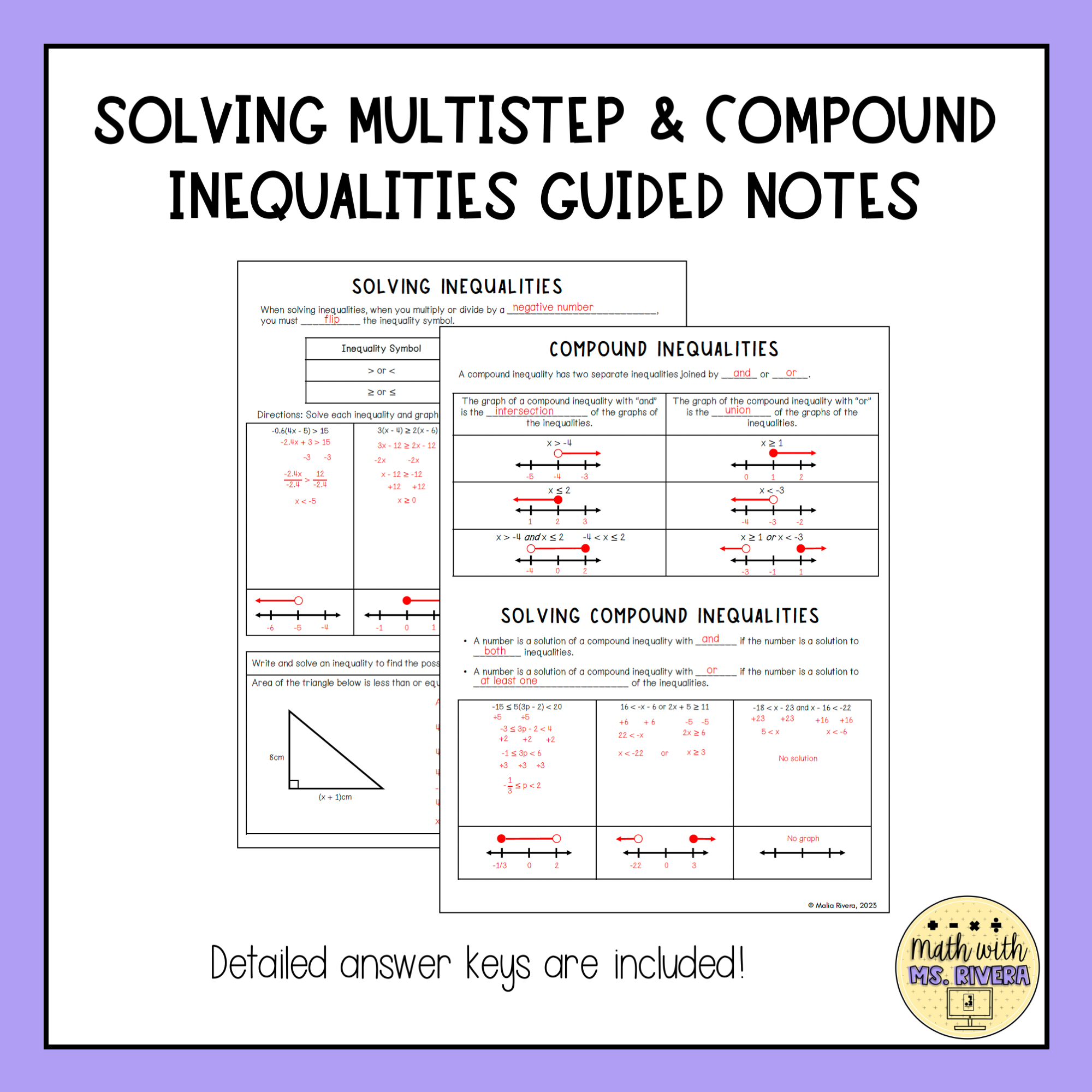 Compound Inequalities Writing Inequalities Algebra 1