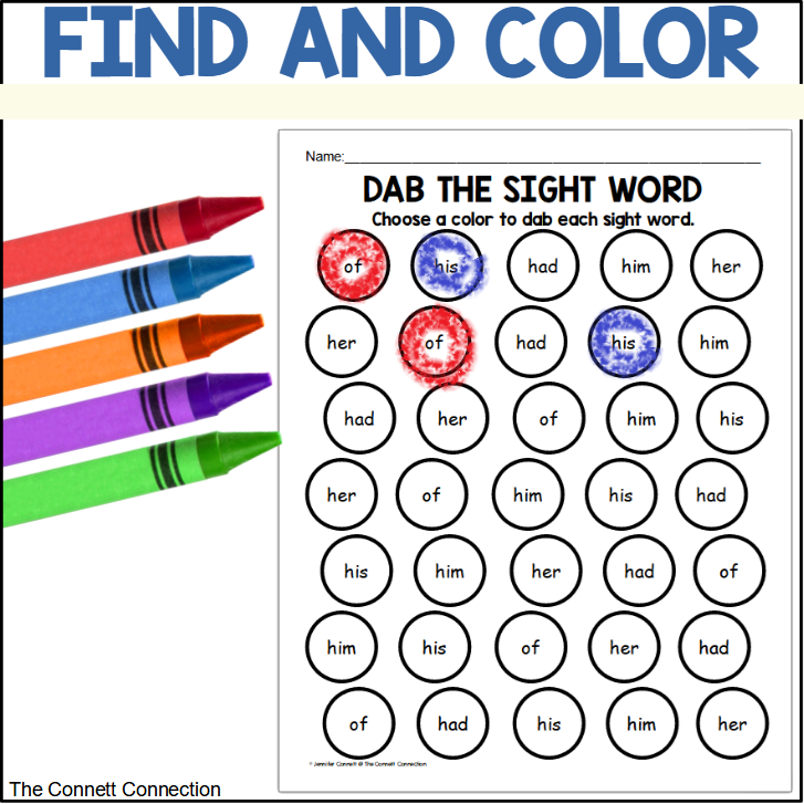 First Grade Sight Word Dab It Worksheets - Classful