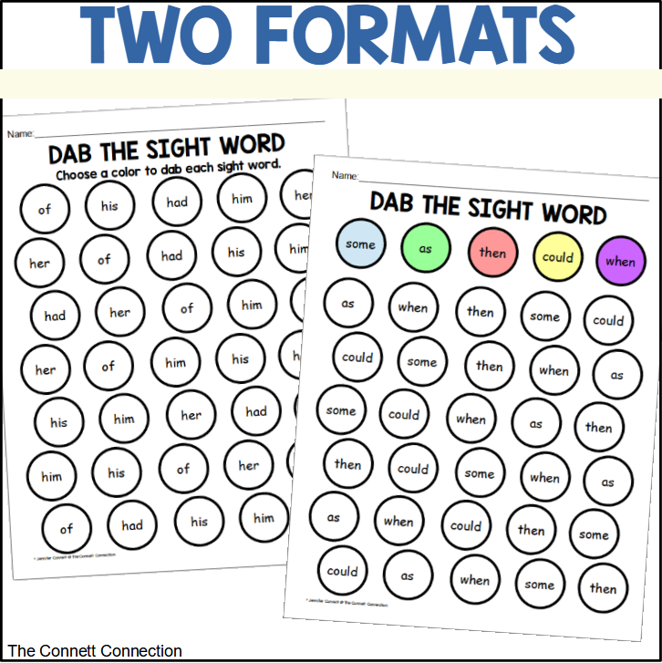First Grade Sight Word Dab It Worksheets - Classful
