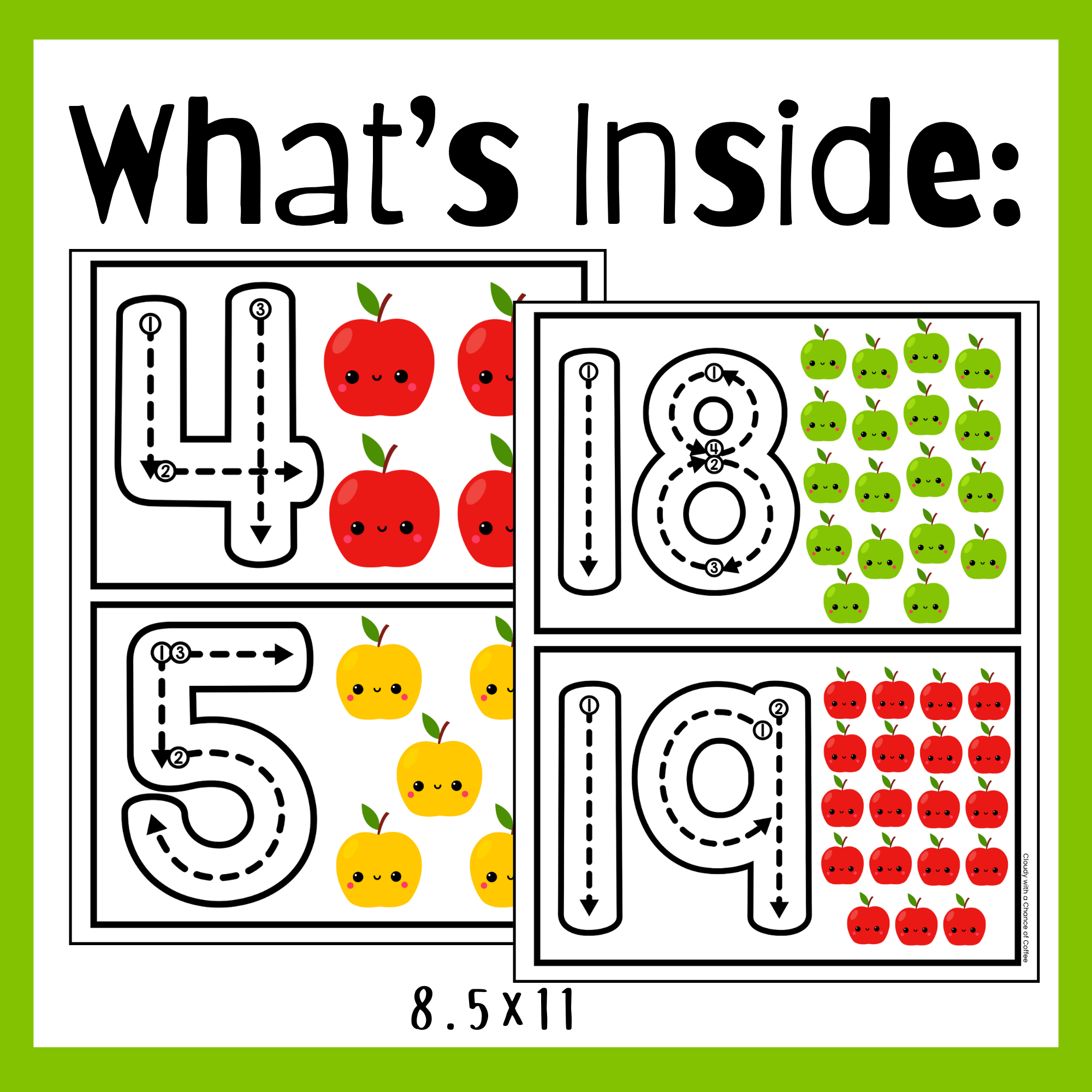 Apple Number Tracing Cards 0-20 - Classful