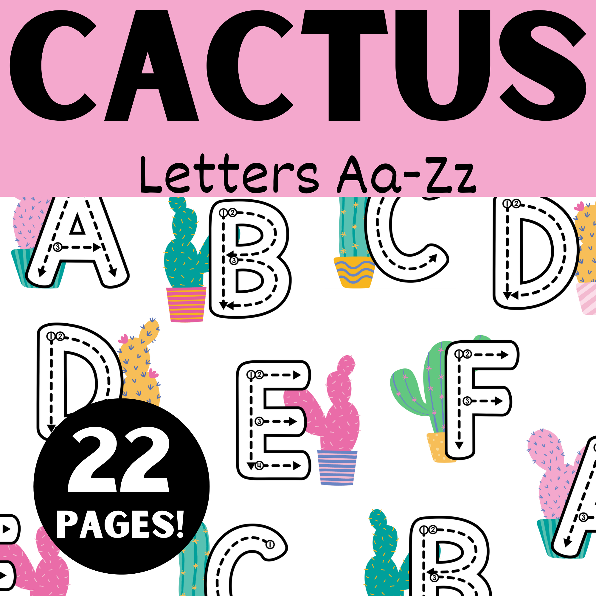 Cactus Letter Tracing Cards A-Z with Upper and Lowercase - Classful