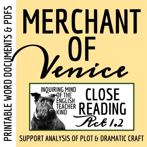 The Merchant of Venice Act 1 Scene 2 Close Reading Analysis Worksheet's featured image