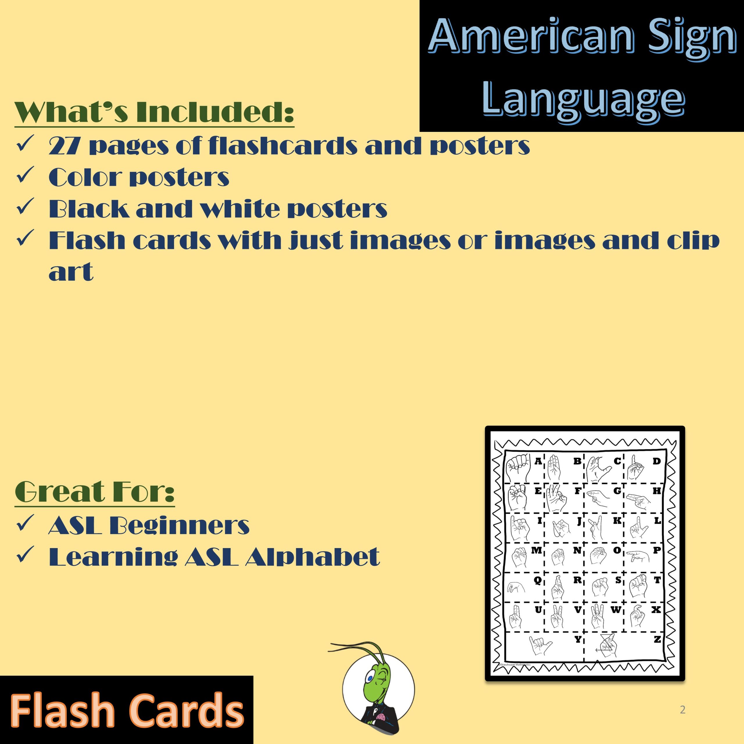 Alphabet American Sign Language Poster and Cards (ASL) - Classful