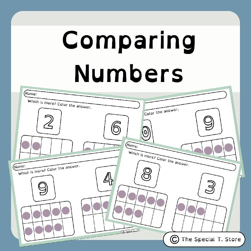 Comparing Numbers Practice for PRE-K, K, 1st Grade, 2nd Grade, Sped ...