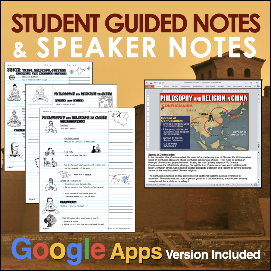 Classical India and China PowerPoint/Google Slides + Guided Notes ...