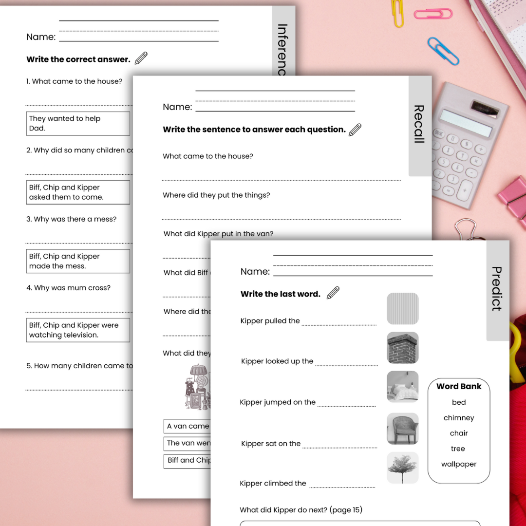 Oxford Reading Tree Comprehension Worksheets Bundle Level 4 to Level 6 ...