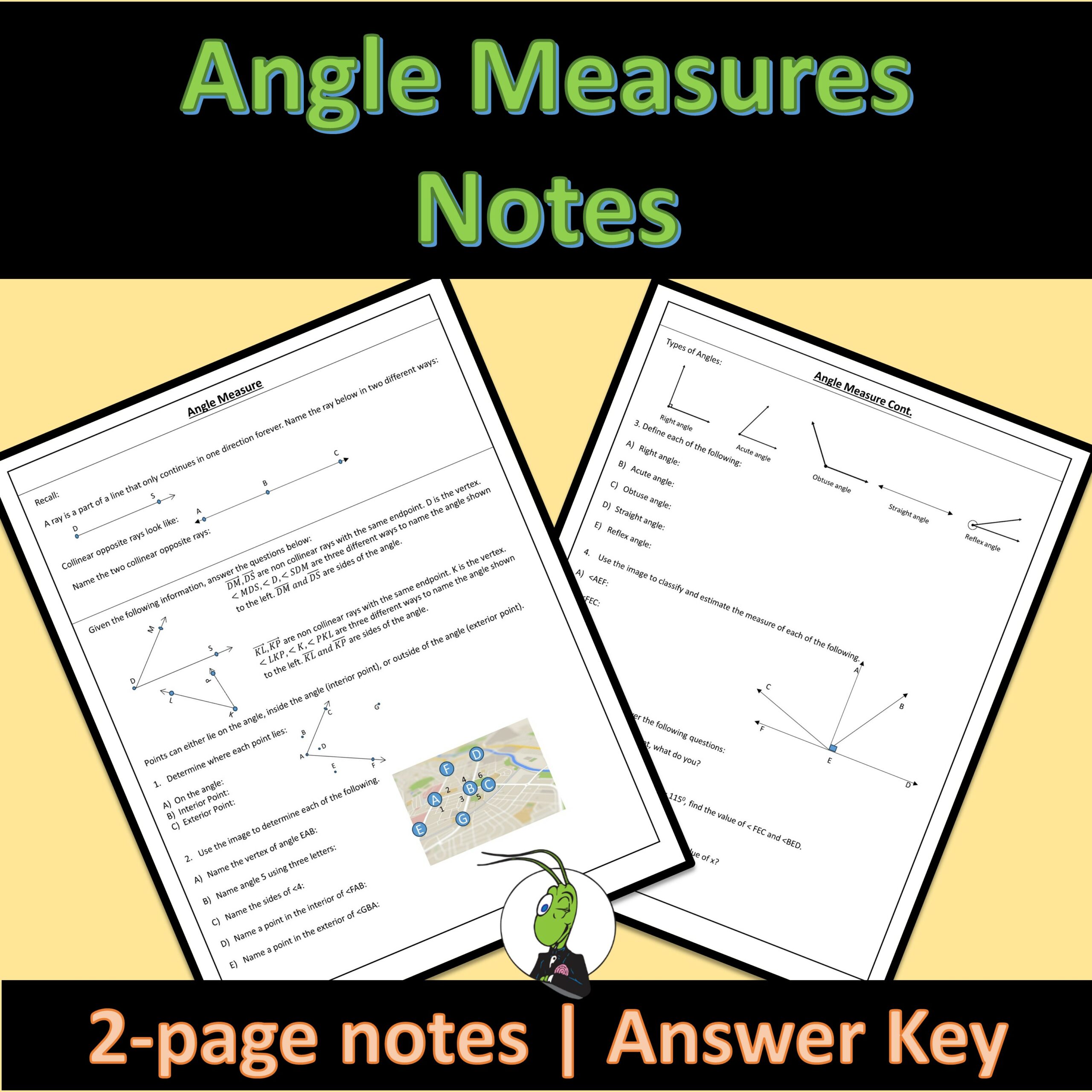 Angle Measure Guided Notes | Tools for Geometry Unit - Classful