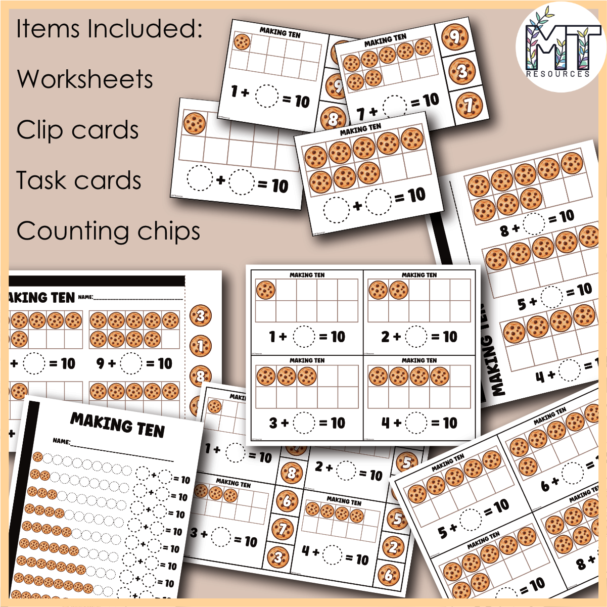 Making 10 Worksheets and Centers | Making Ten Task Cards + Clip Cards ...