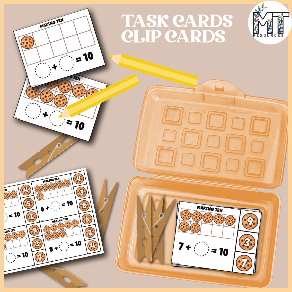 Making 10 Worksheets and Centers | Making Ten Task Cards + Clip Cards ...