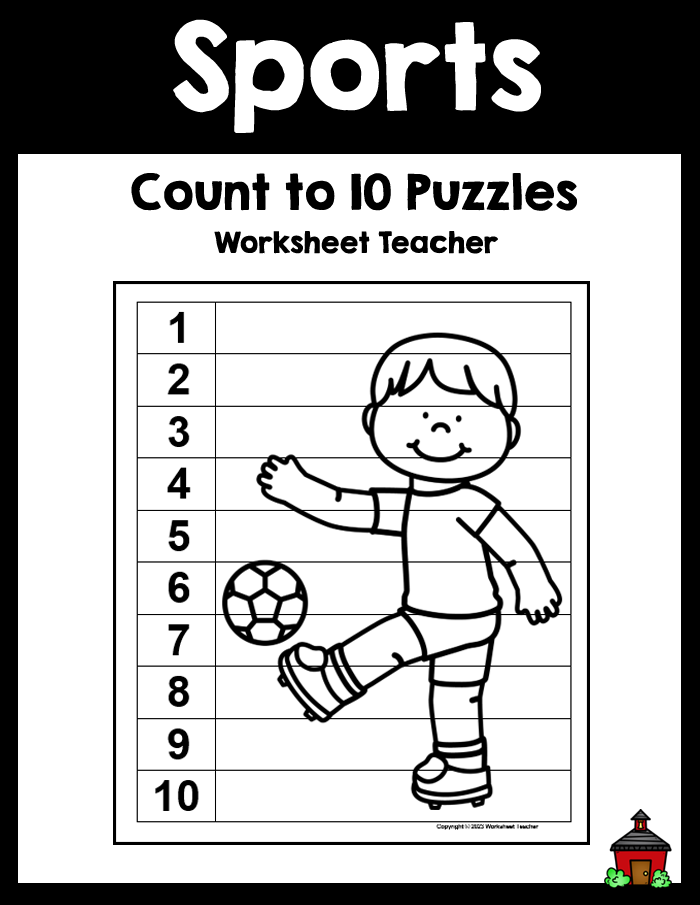 Sports Count to 10 B&W Sequence Puzzles - Classful