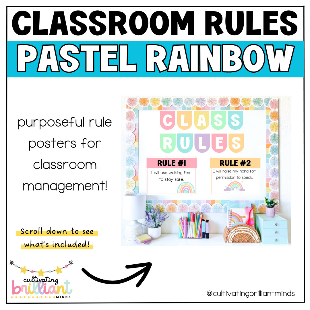 Pastel Rainbow Classroom Rules Posters | Back to School | Classroom ...