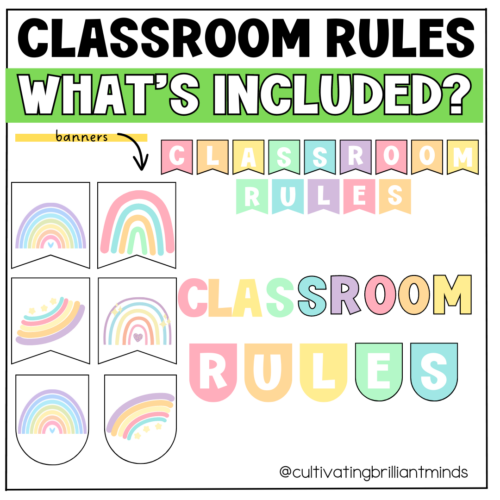 Pastel Rainbow Classroom Rules Posters | Back to School | Classroom ...