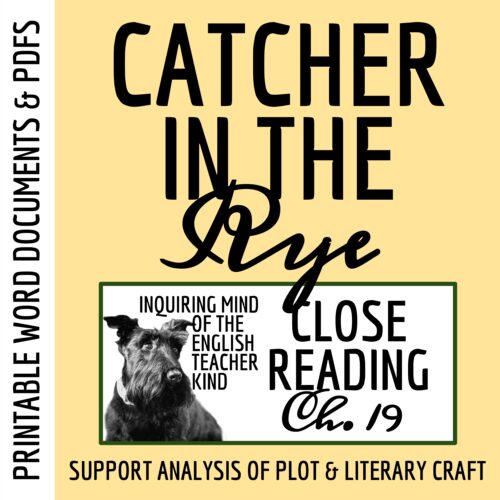Catcher in the Rye Chapter 19 Close Reading Analysis Worksheet's featured image