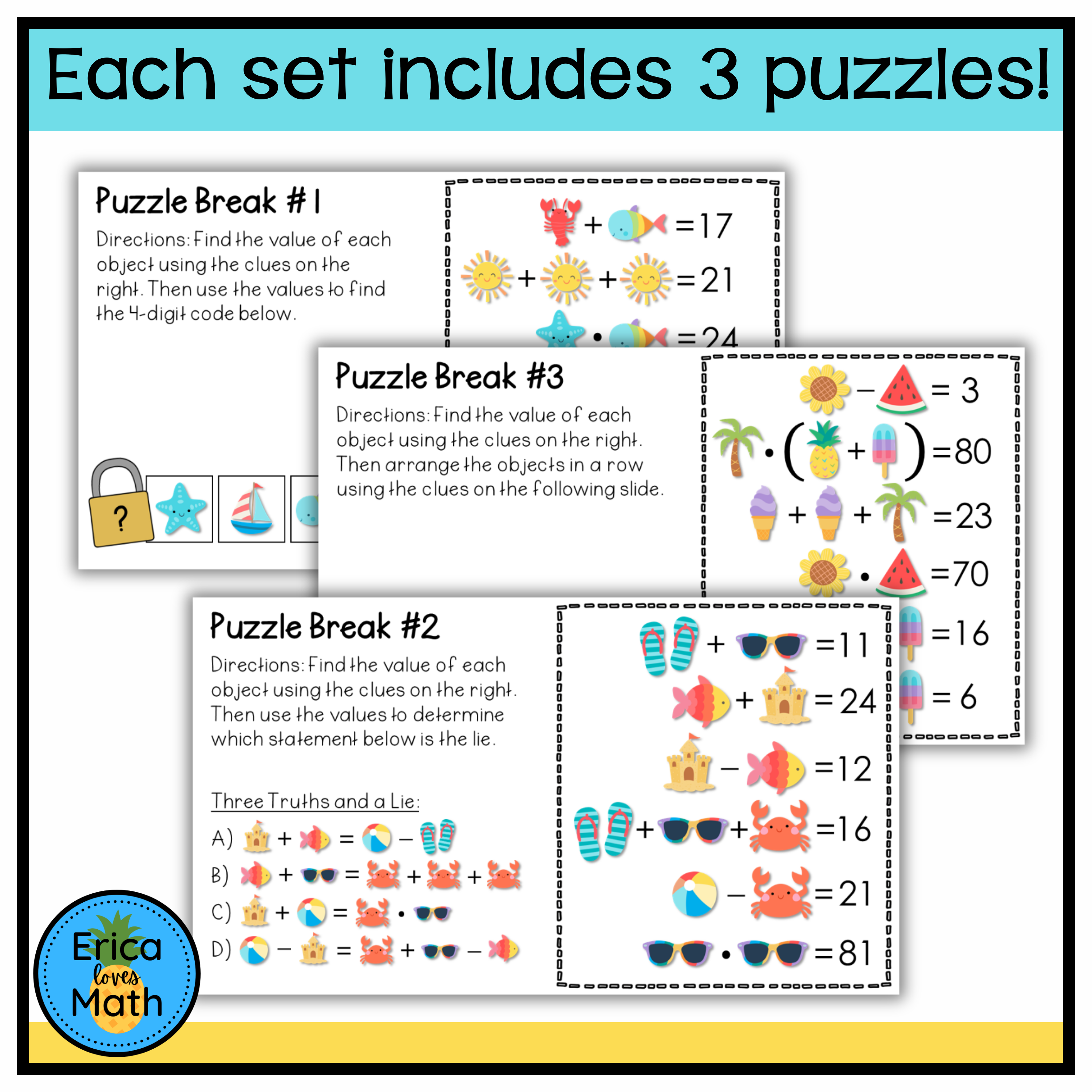 Math Logic Puzzle Activity Growing Bundle for Brain Breaks - Classful