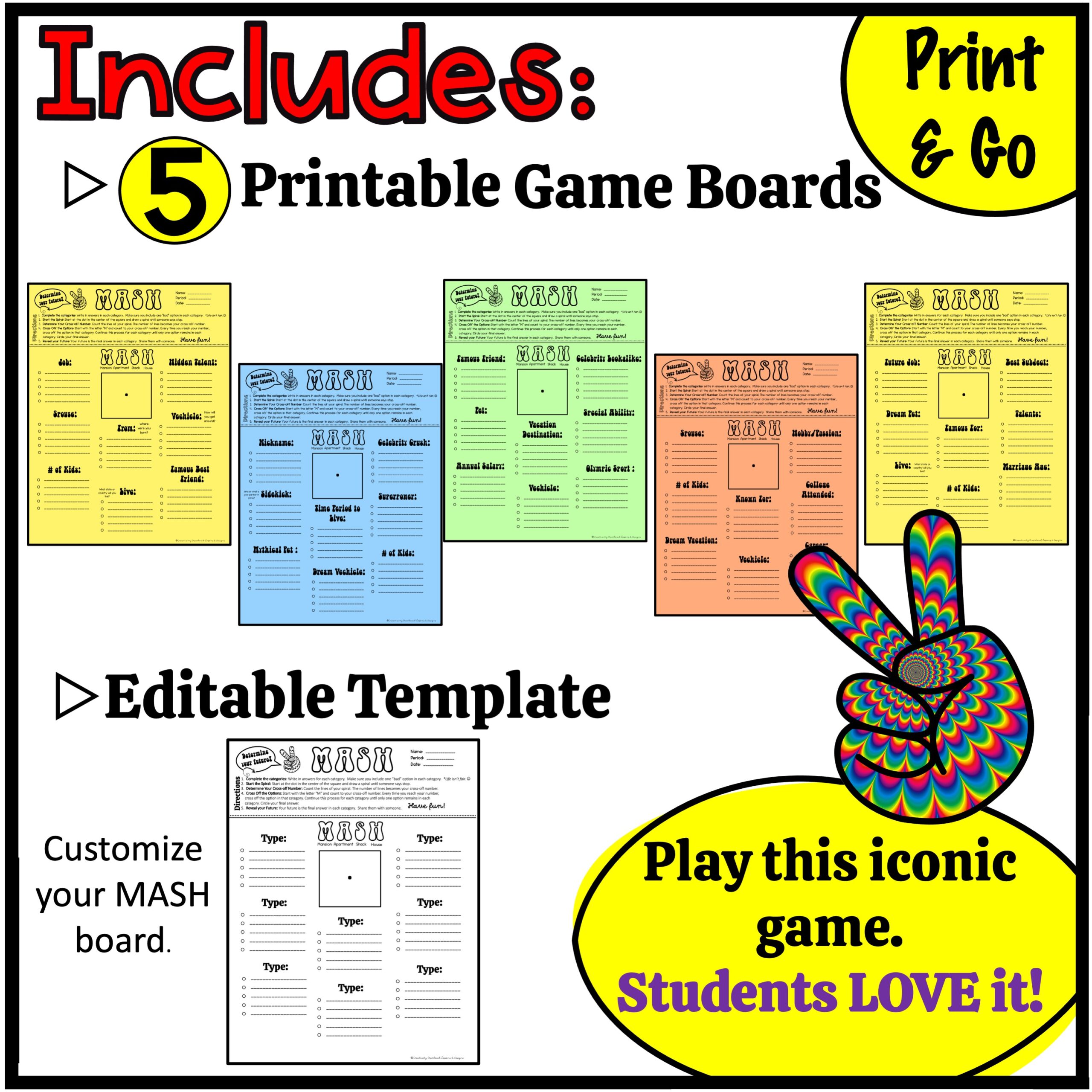 MASH Game- Back to School Get to Know You Activity for Upper Grades ...