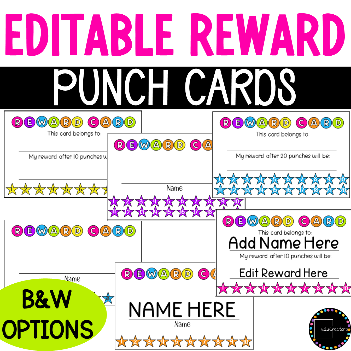 Punch Cards for Rewards Behavior Punch Card 10 20 Punches Editable Back to School - Classful punch-cards-for-rewards-behavior-punch-card-10-20-punches-editable-back-to-school-classful