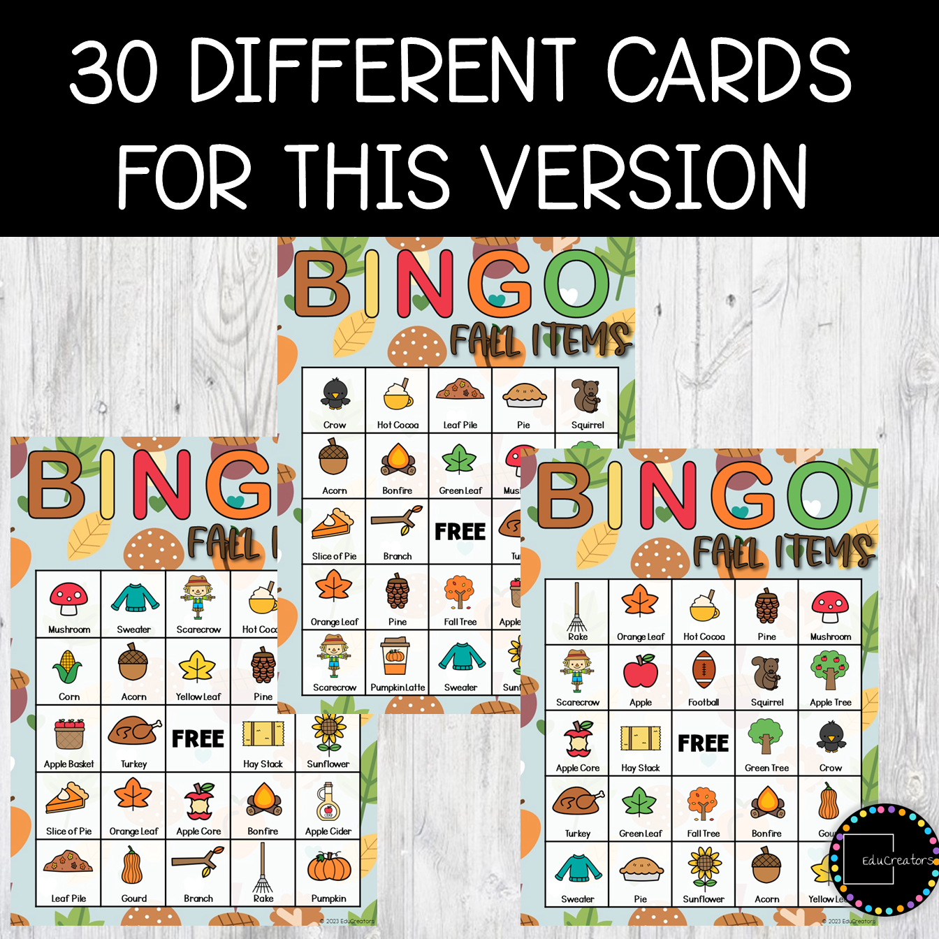 Fall Autumn Season Themed Bingo Cards - Classful