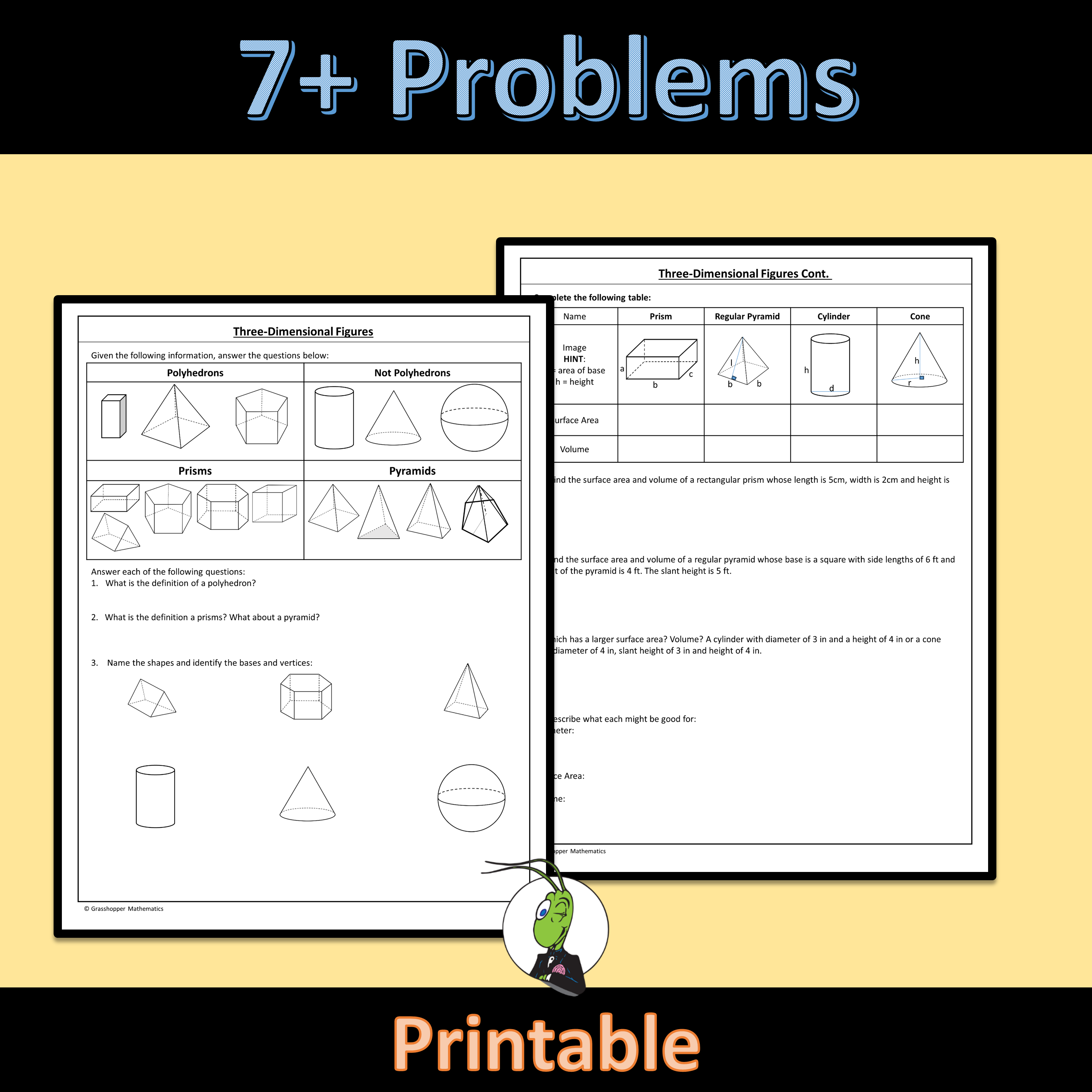 Three-Dimensional Figures Guided Notes 3D | Tools for Geometry Unit ...