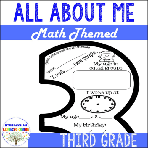 Math All About Me 3rd Grade Craft Back to School Activitiy - Classful