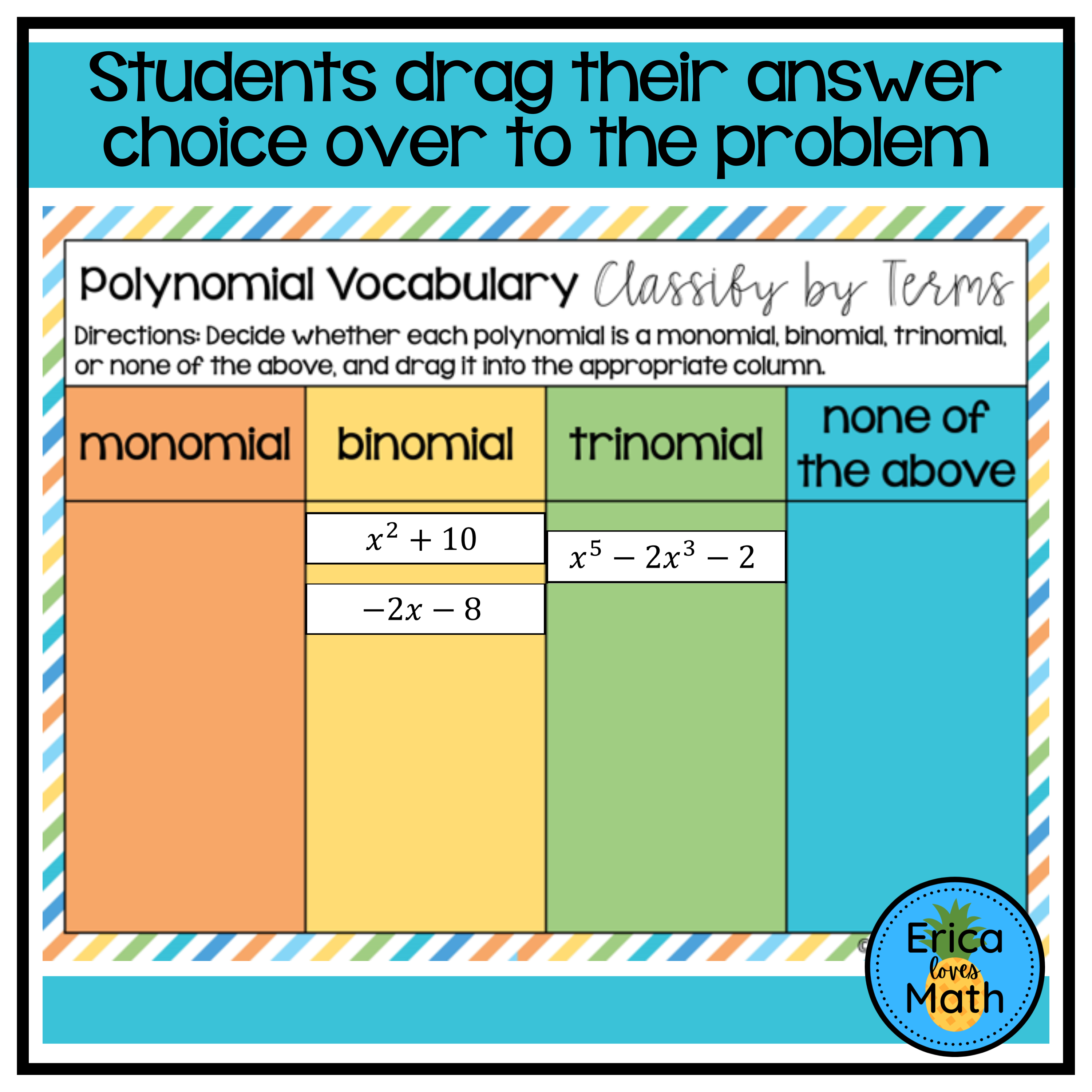 Classifying Polynomials Digital Drag & Drop Activity - Classful