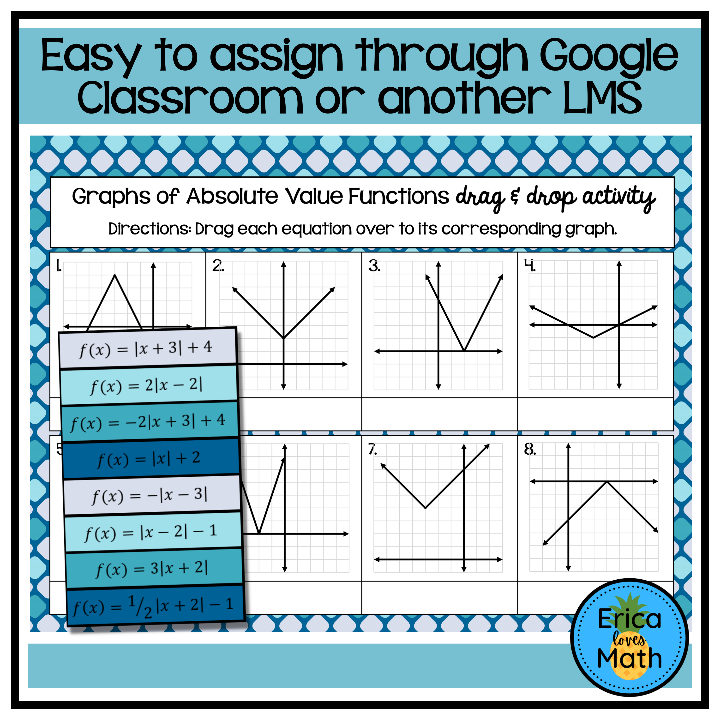 Graphs of Absolute Value Functions Digital Drag & Drop Activity - Classful