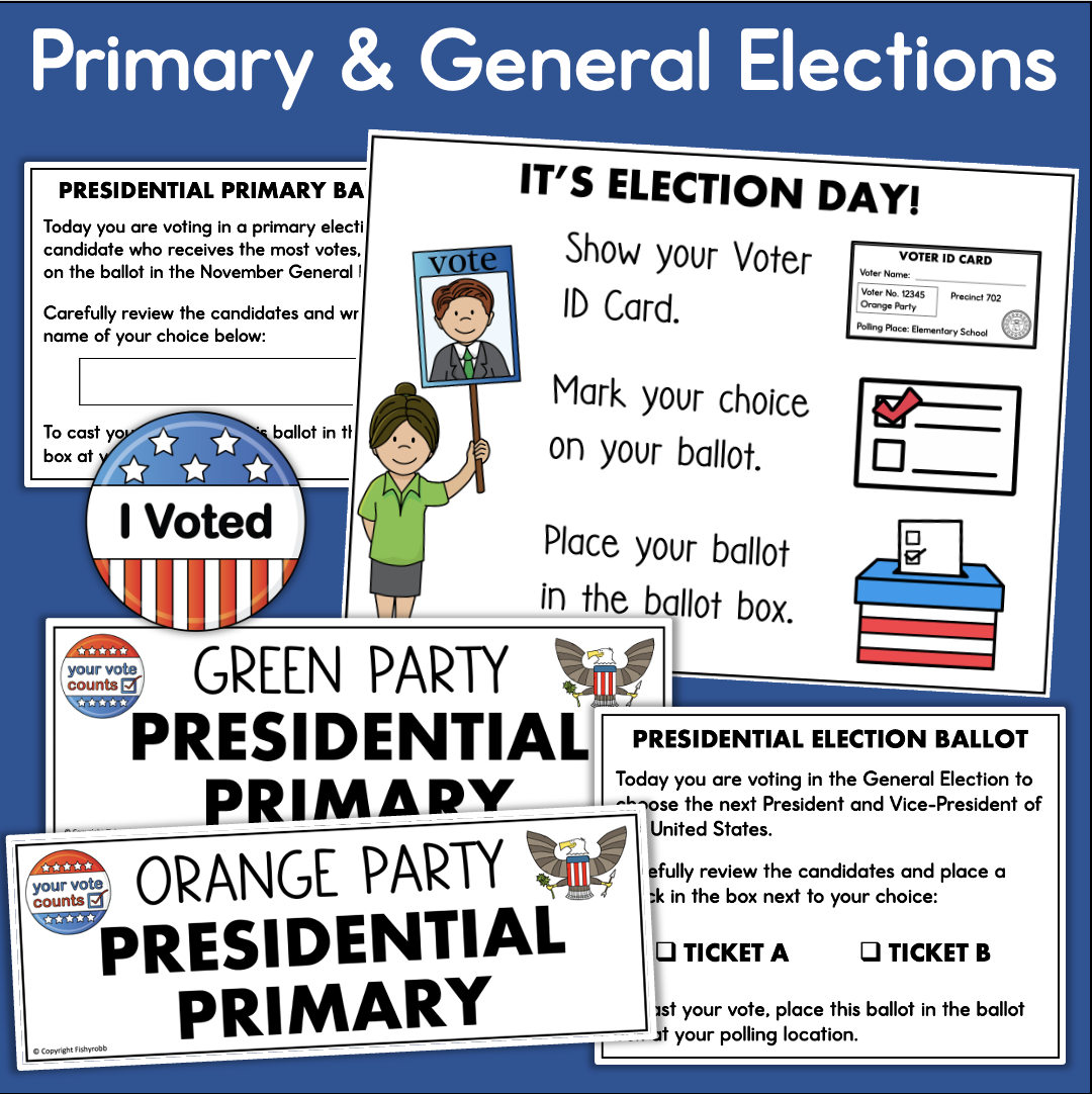 Mock Election Day Kit Classroom Voting Activity Worksheets Vocabulary ...