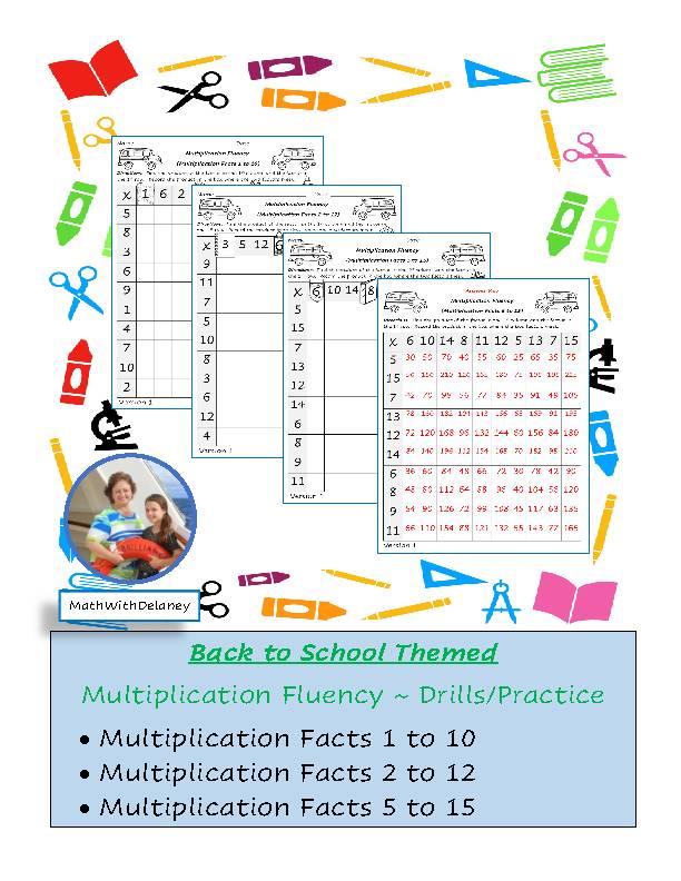 Multiplication Fluency ~ Back to School Drills or Practice Pages - Classful