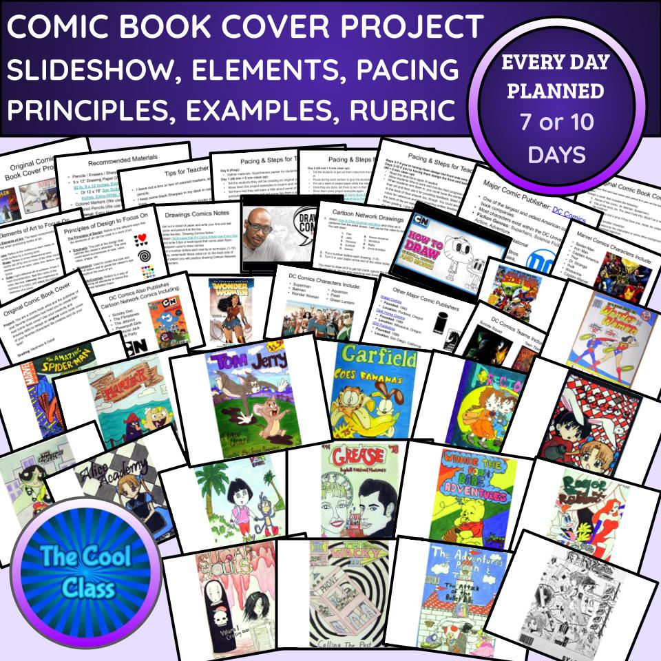 Comic Book Cover Drawing Project Slideshow, Reference Handout, Art ...