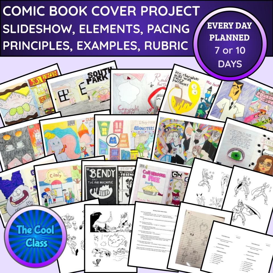 Comic Book Cover Drawing Project Slideshow, Reference Handout, Art ...