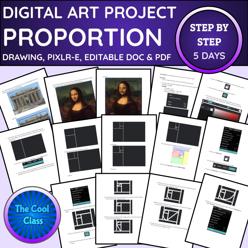 Digital Proportion Drawing Art Project Pixlr-E (PDF +Editable Doc ...
