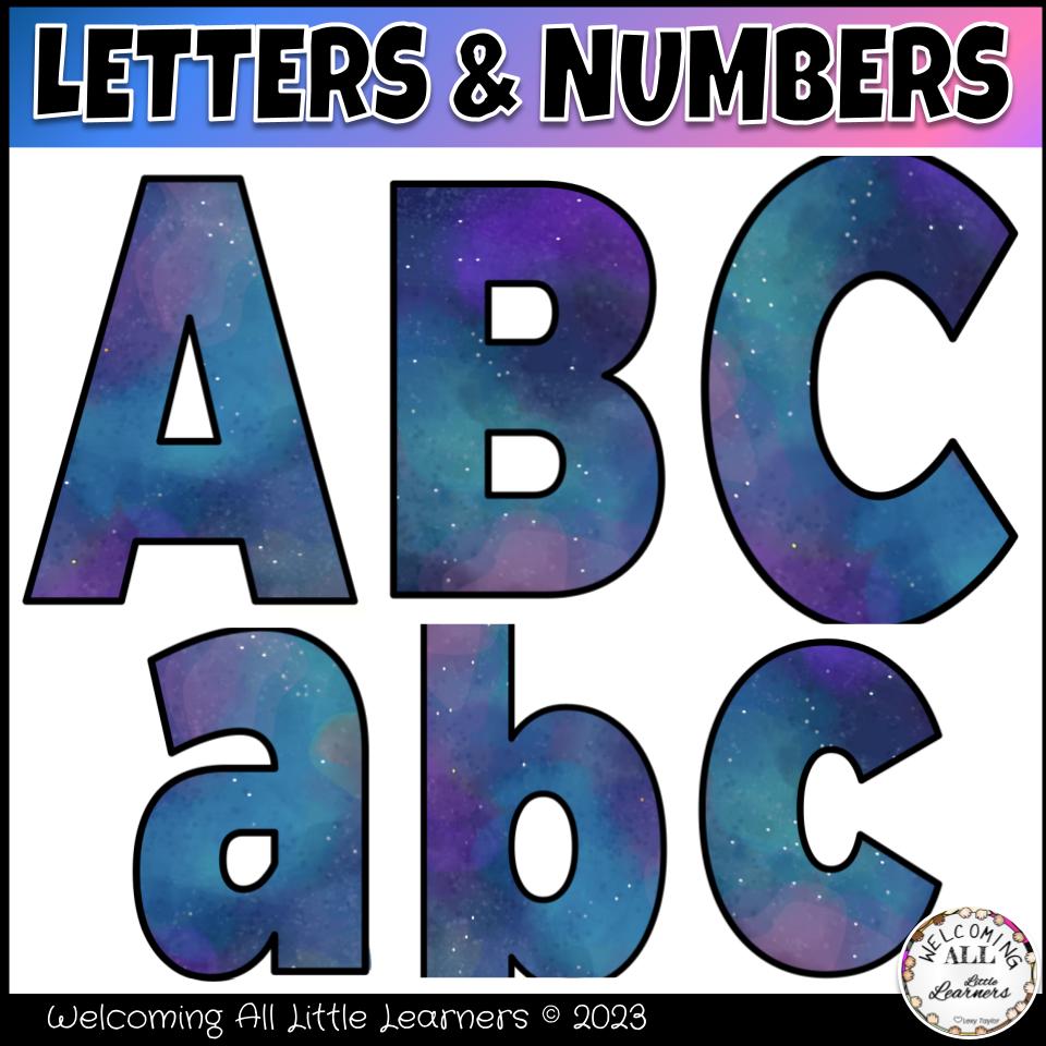 Outer Space Galaxy Theme Watercolor Decor Bulletin Board Letters ...