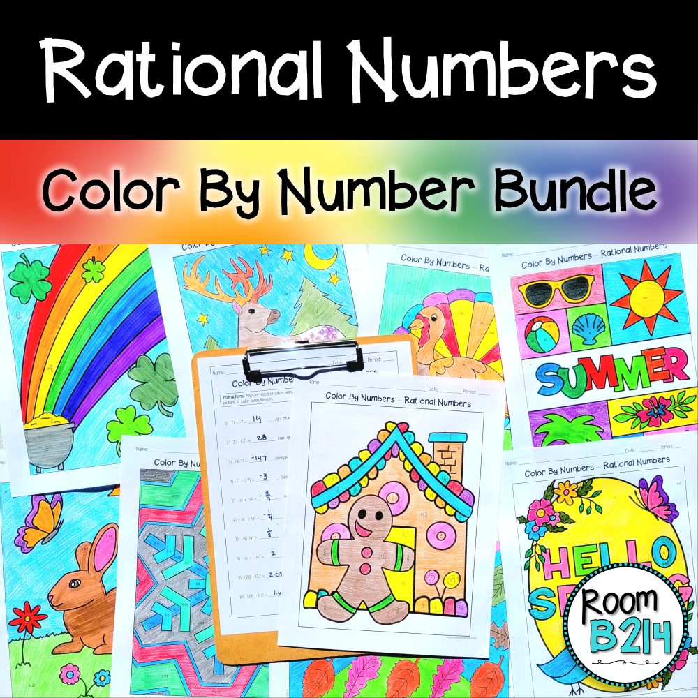 Color Scale Rational Numbers Rational Numbers Color By Number Bundle TEKS 7.3A - Classful