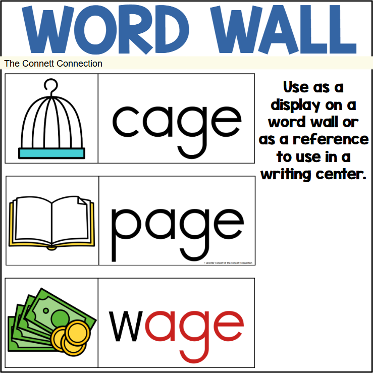 Age Example Words AGE Words Word Wall Cards - Classful