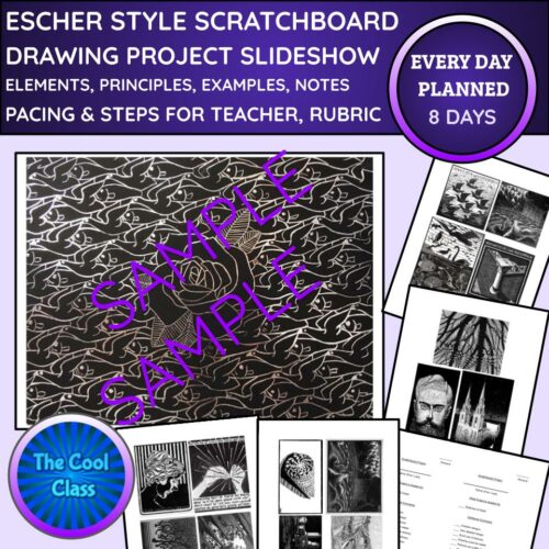 Escher Style Scratchboard Art Project Directions Slideshow + Handout ...