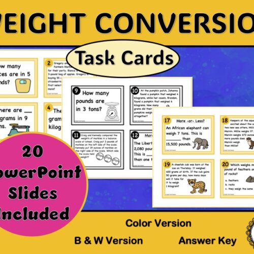 Converting Units of Weight Task Cards and Power Point Slides - Classful