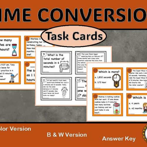 Converting Units of Time Task Cards - Classful